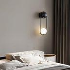 Brushed Brass Capsule Opal Orb Wall Sconce