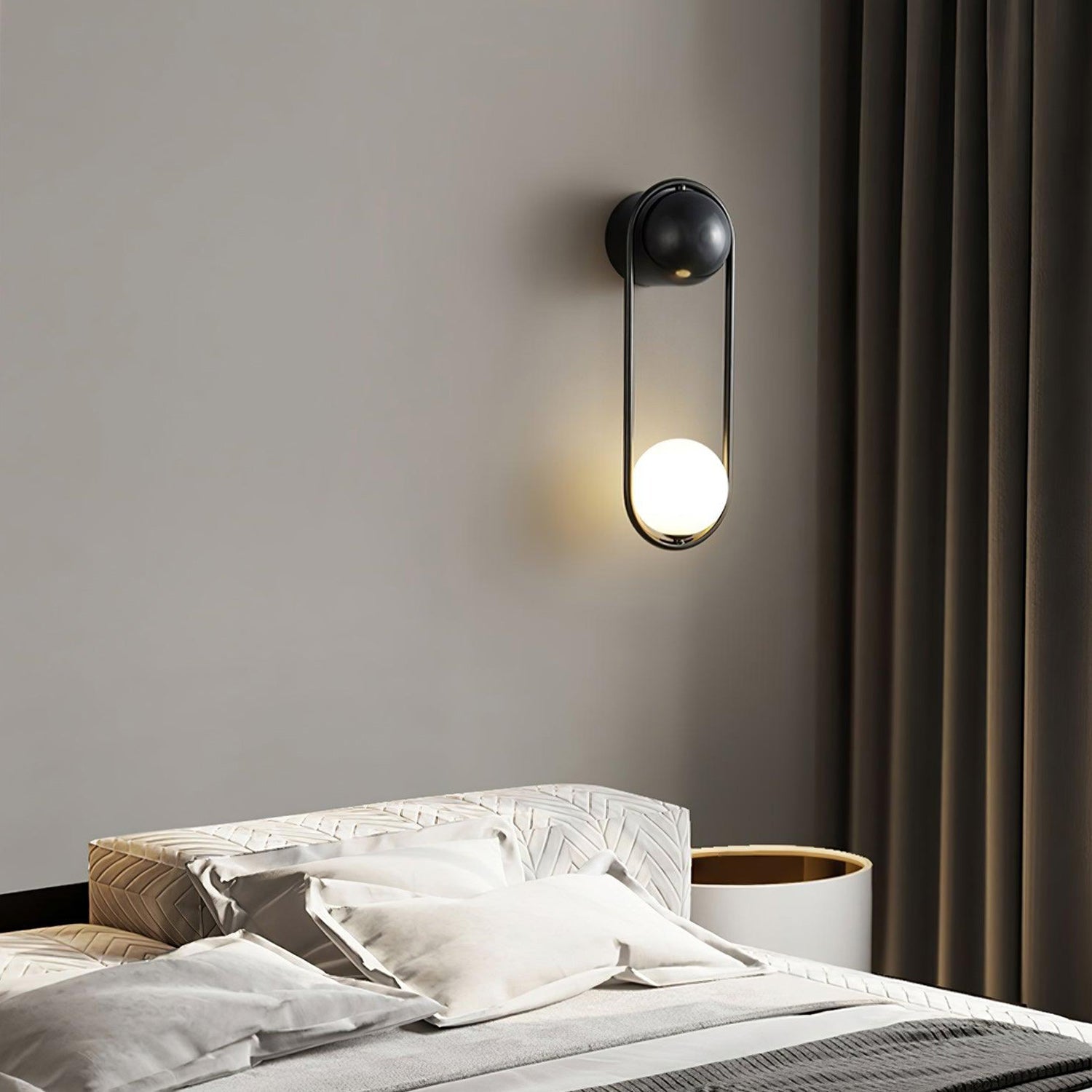 Brushed Brass Capsule Opal Orb Wall Sconce