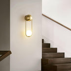 Brushed Brass Capsule Opal Orb Wall Sconce