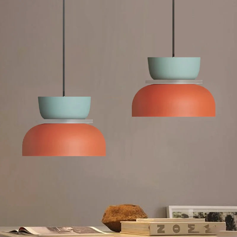 Nordic Macaron Double-Bowl Acrylic Pendant Light