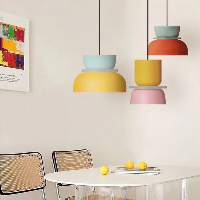 Nordic Macaron Double-Bowl Acrylic Pendant Light