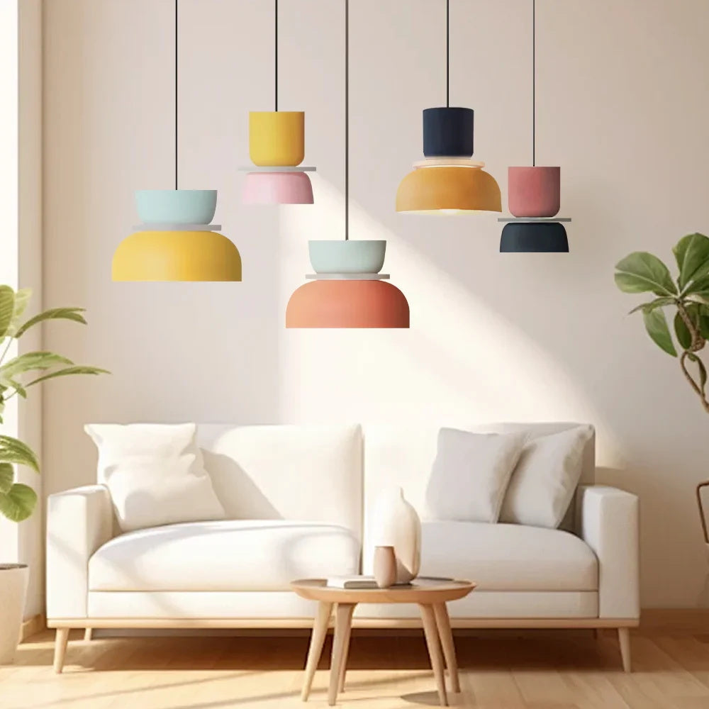 Nordic Macaron Double-Bowl Acrylic Pendant Light