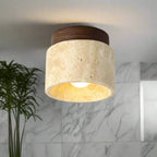 Biora Ceiling Lamp | Travertine & Wood, E27 Fitting