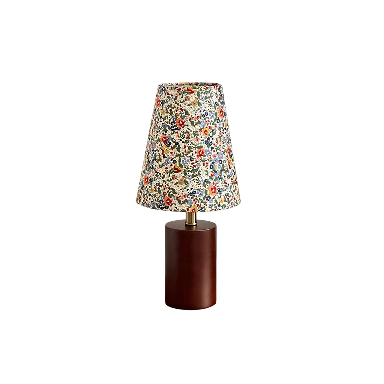 Wildflower Drum Shade Walnut Wood Table Lamp
