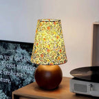 Wildflower Drum Shade Walnut Wood Table Lamp