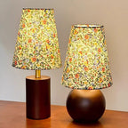 Wildflower Drum Shade Walnut Wood Table Lamp