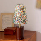 Wildflower Drum Shade Walnut Wood Table Lamp