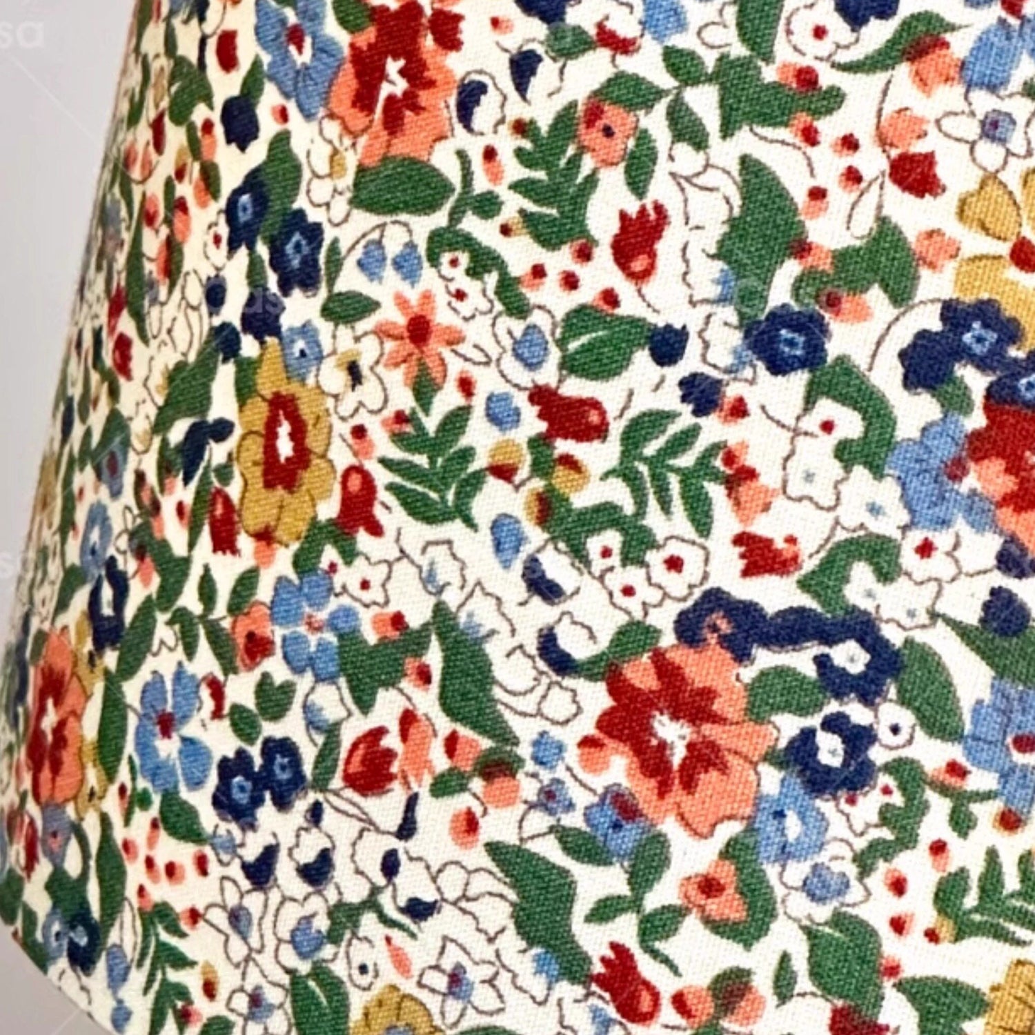 Wildflower Drum Shade Walnut Wood Table Lamp
