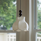Botanical Fabric Shade Ash Wood Pendant Light