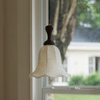 Botanical Fabric Shade Ash Wood Pendant Light