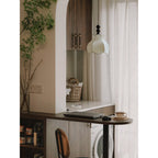 Botanical Fabric Shade Ash Wood Pendant Light