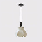 Botanical Fabric Shade Ash Wood Pendant Light