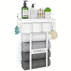MaisonRustique: Towel Holder Bathroom – Stylish Wooden Shelf in French Country Style, Decorative & Space-Saving for Bathroom Organization