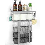 MaisonRustique: Towel Holder Bathroom – Stylish Wooden Shelf in French Country Style, Decorative & Space-Saving for Bathroom Organization