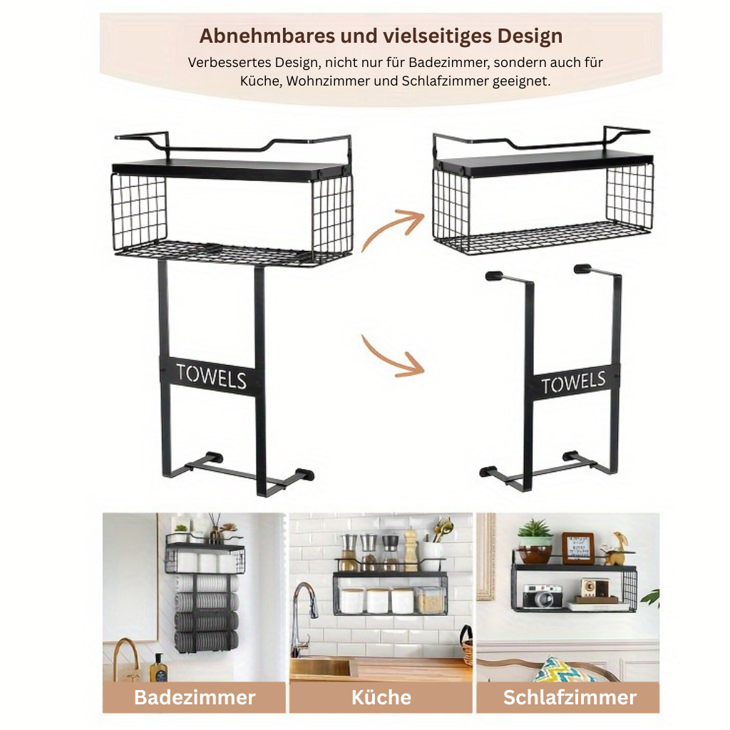 MaisonRustique: Towel Holder Bathroom – Stylish Wooden Shelf in French Country Style, Decorative & Space-Saving for Bathroom Organization