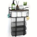 MaisonRustique: Towel Holder Bathroom – Stylish Wooden Shelf in French Country Style, Decorative & Space-Saving for Bathroom Organization