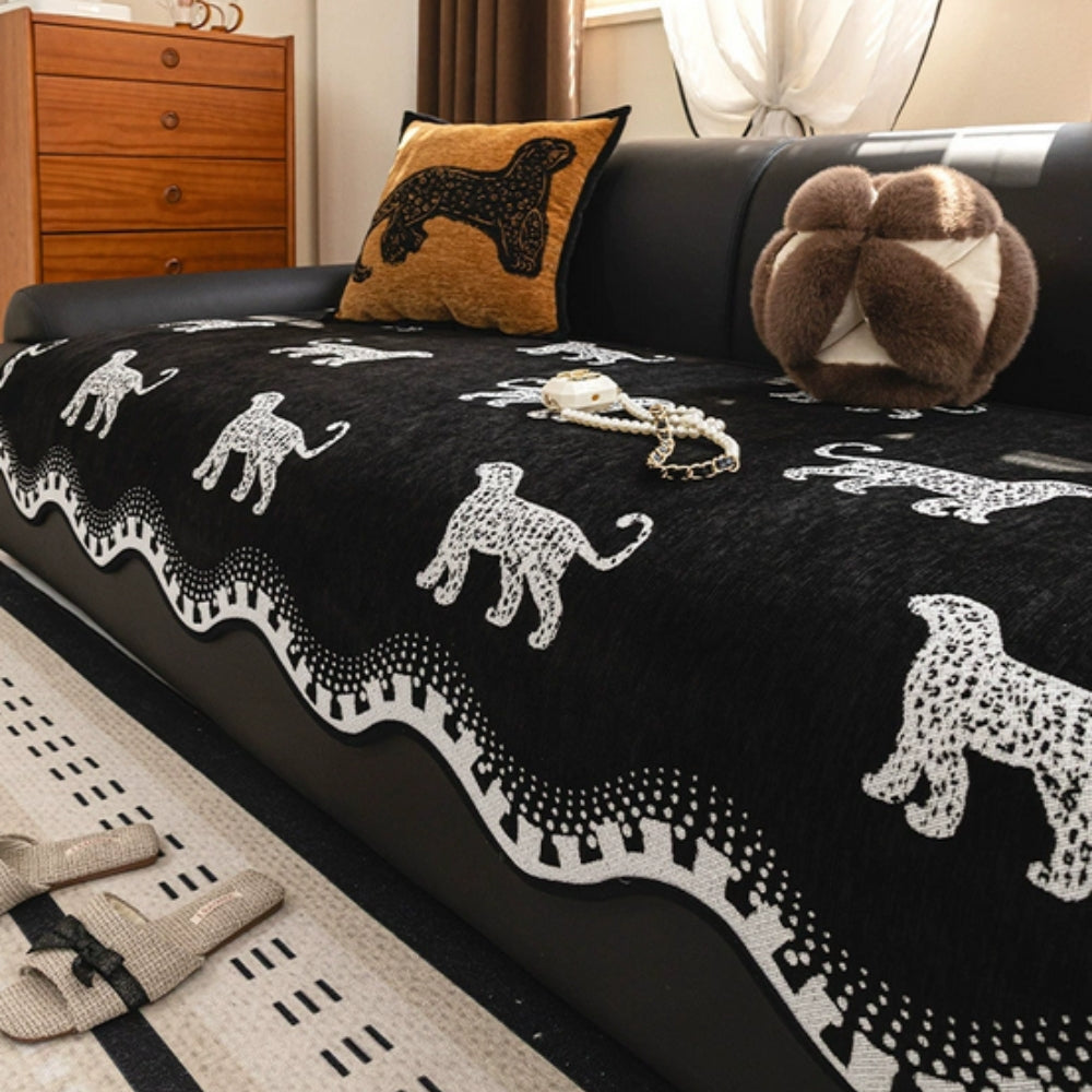 MajestyWave: Microfiber Sofa Cover with Decorative Wave Pattern & Non-Slip Comfort – for Sofa & Living Area