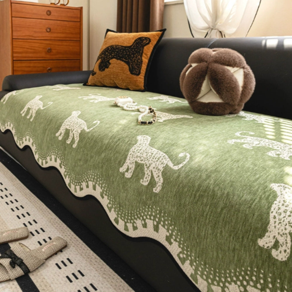 MajestyWave: Microfiber Sofa Cover with Decorative Wave Pattern & Non-Slip Comfort – for Sofa & Living Area