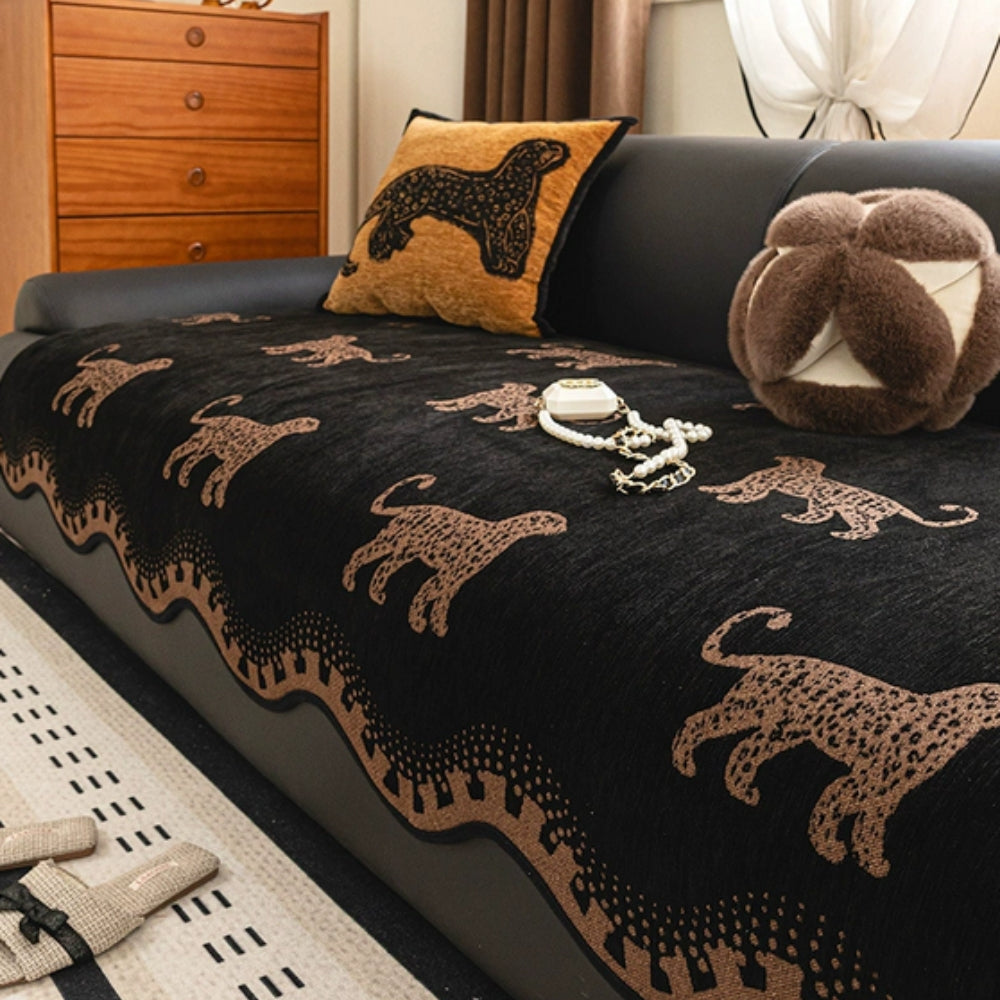 MajestyWave: Microfiber Sofa Cover with Decorative Wave Pattern & Non-Slip Comfort – for Sofa & Living Area