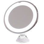 Makeup Mirror 10x Magnification LED Lighted 360 Degree Rotation Suction Mount