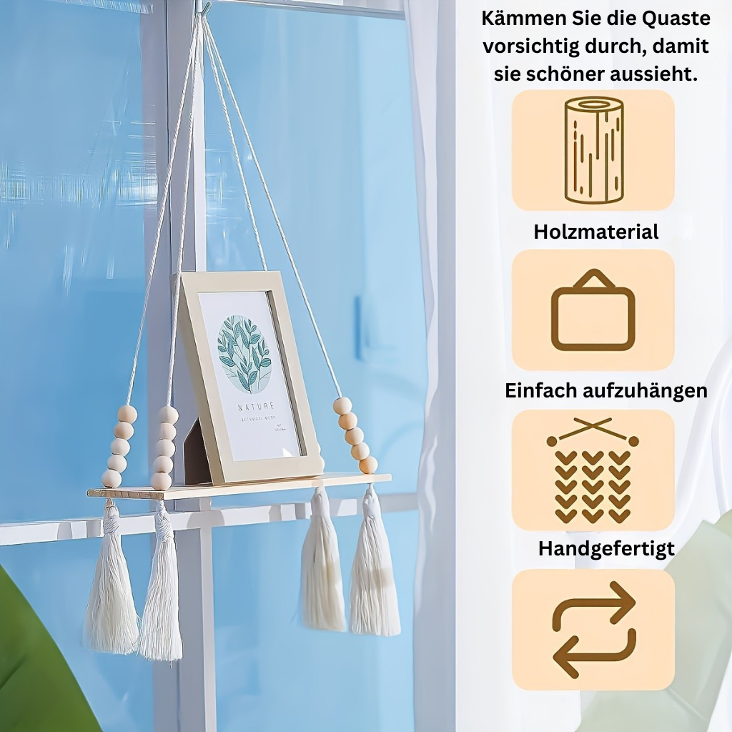 MakrameeStil: Wooden Wall Shelf – Floating, Decorative & Versatile for Kitchen, Bathroom & Living Spaces