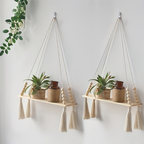 MakrameeStil: Wooden Wall Shelf – Floating, Decorative & Versatile for Kitchen, Bathroom & Living Spaces