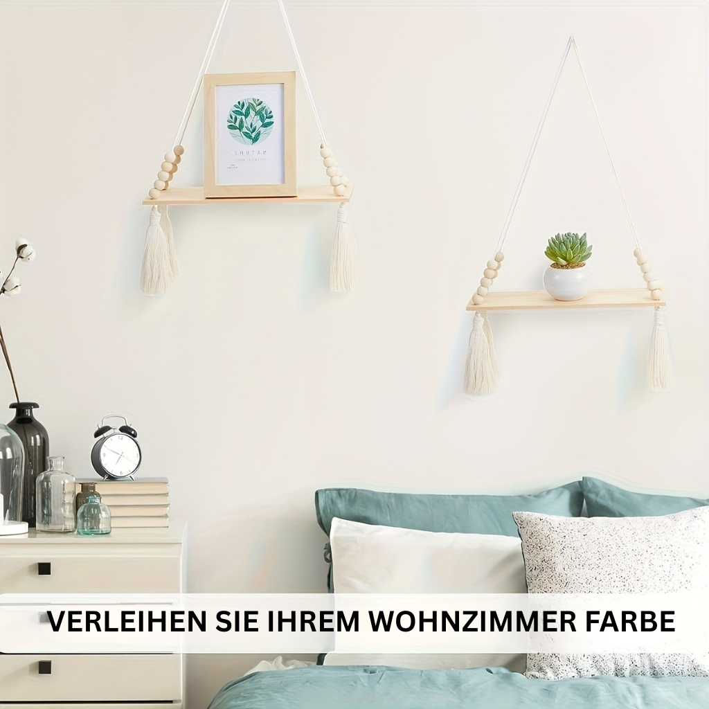 MakrameeStil: Wooden Wall Shelf – Floating, Decorative & Versatile for Kitchen, Bathroom & Living Spaces