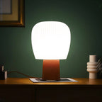 Leather-Wrapped Base Fluted Shade Table Lamp