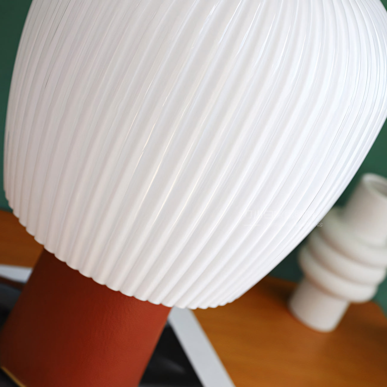 Leather-Wrapped Base Fluted Shade Table Lamp