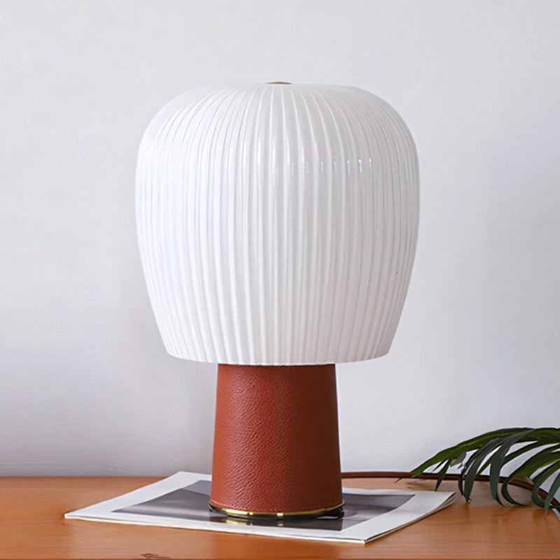 Leather-Wrapped Base Fluted Shade Table Lamp