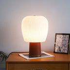 Leather-Wrapped Base Fluted Shade Table Lamp