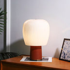 Leather-Wrapped Base Fluted Shade Table Lamp