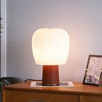 Leather-Wrapped Base Fluted Shade Table Lamp