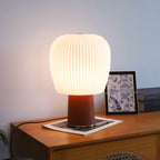 Leather-Wrapped Base Fluted Shade Table Lamp