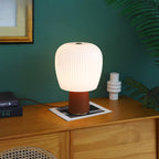 Leather-Wrapped Base Fluted Shade Table Lamp