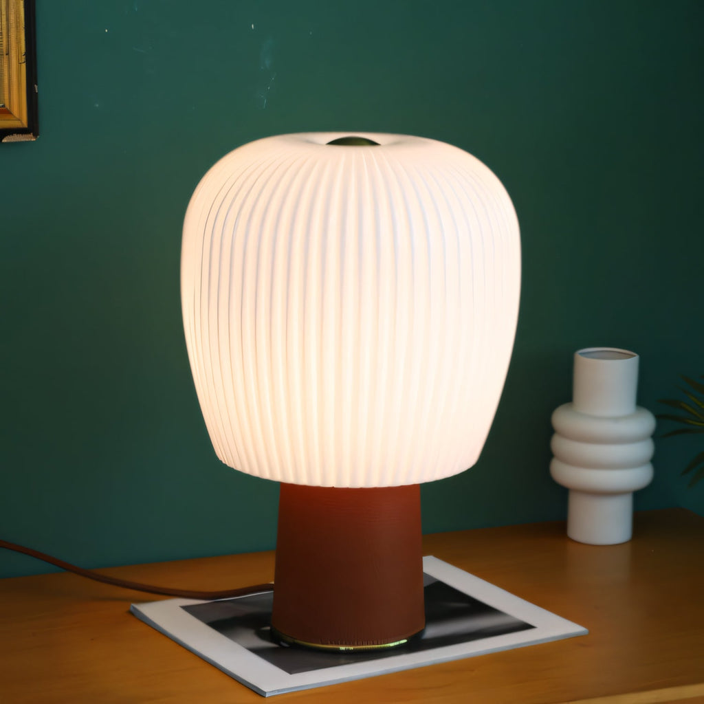 Leather-Wrapped Base Fluted Shade Table Lamp