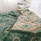 Mandala Loom: Reversible Cotton Blanket with Retro Mandala Design & Breathable Structure – for Sofa & Bedroom