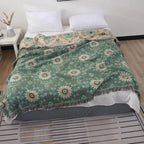Mandala Loom: Reversible Cotton Blanket with Retro Mandala Design & Breathable Structure – for Sofa & Bedroom