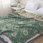 Mandala Loom: Reversible Cotton Blanket with Retro Mandala Design & Breathable Structure – for Sofa & Bedroom