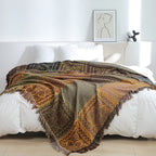 MandalaGlück: Cotton Blankets in Boho Style with Colorful Mandala Pattern & Fringe Detail – for Sofa & Bedroom