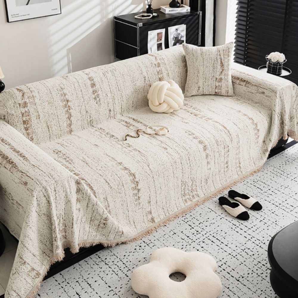 Mandelkamm: Chenille Sofa Cover with Decorative Texture & Full Coverage – for Living Room & Couch