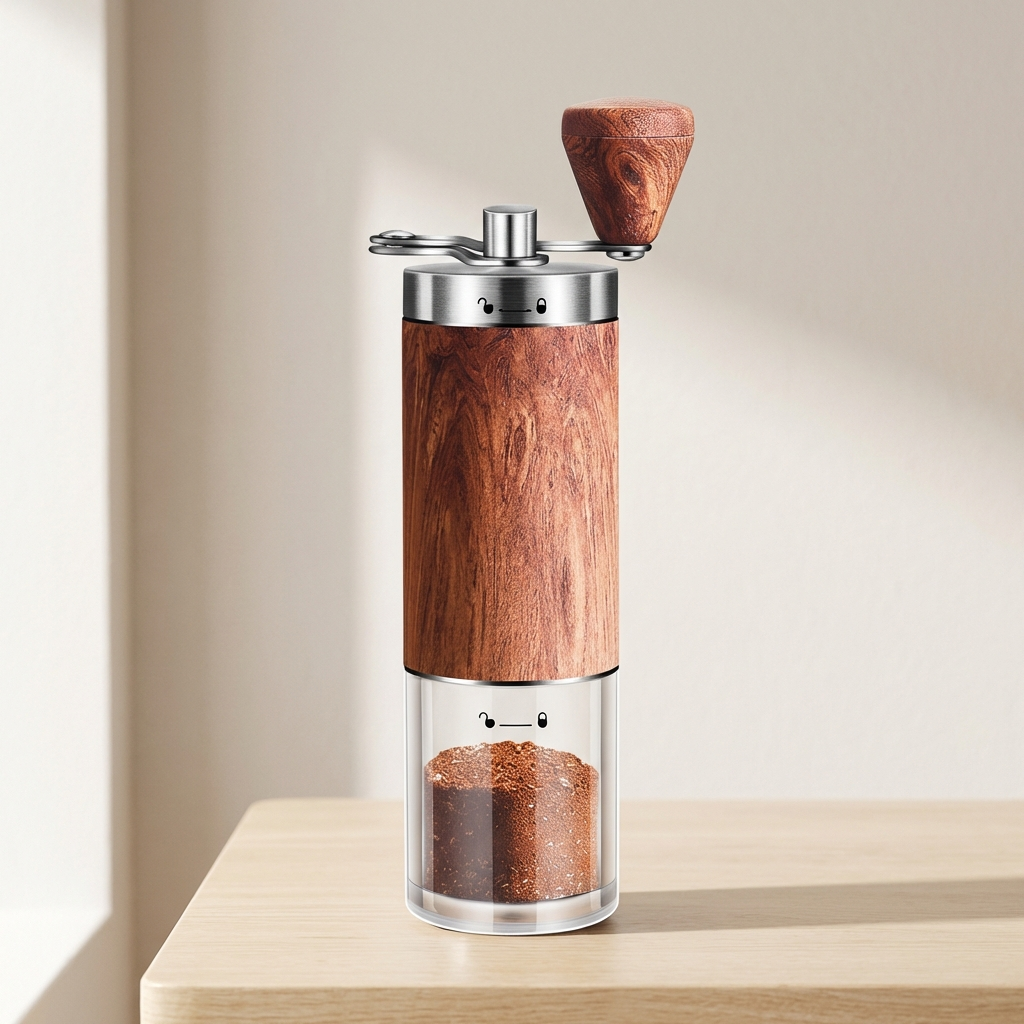 Manual Coffee Grinder with Stainless Steel Burrs – Portable Coffee Bean Grinder for Home and Travel