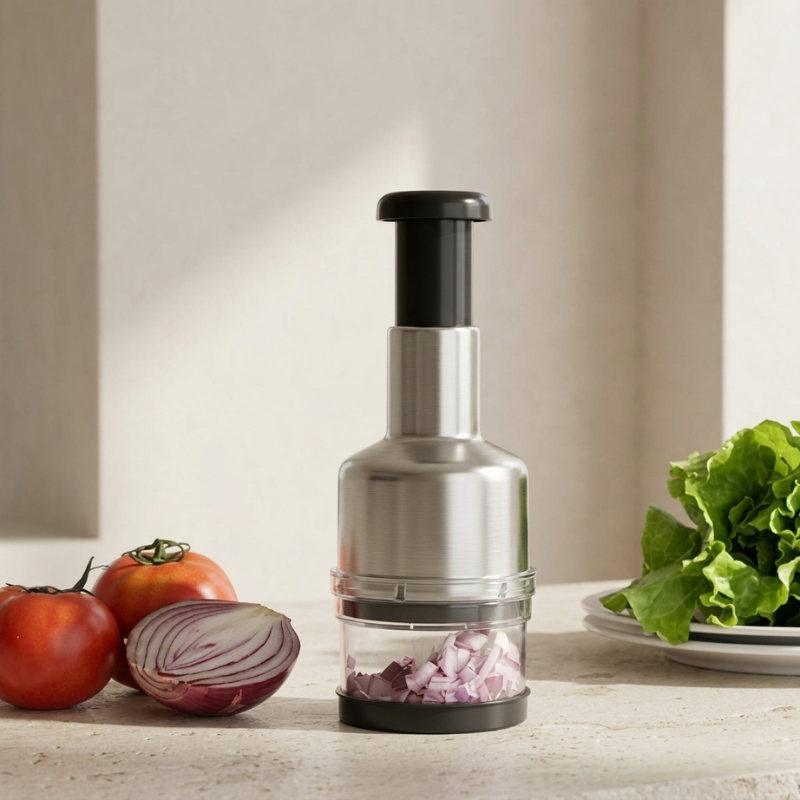 Manual Vegetable Chopper Durable Stainless Steel, Easy to Clean