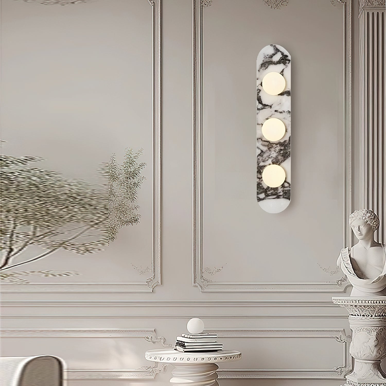 Marbellea: Marble Wall Light with Glass Balls – Modern Design Wall Lamp for Living Room & Hallway