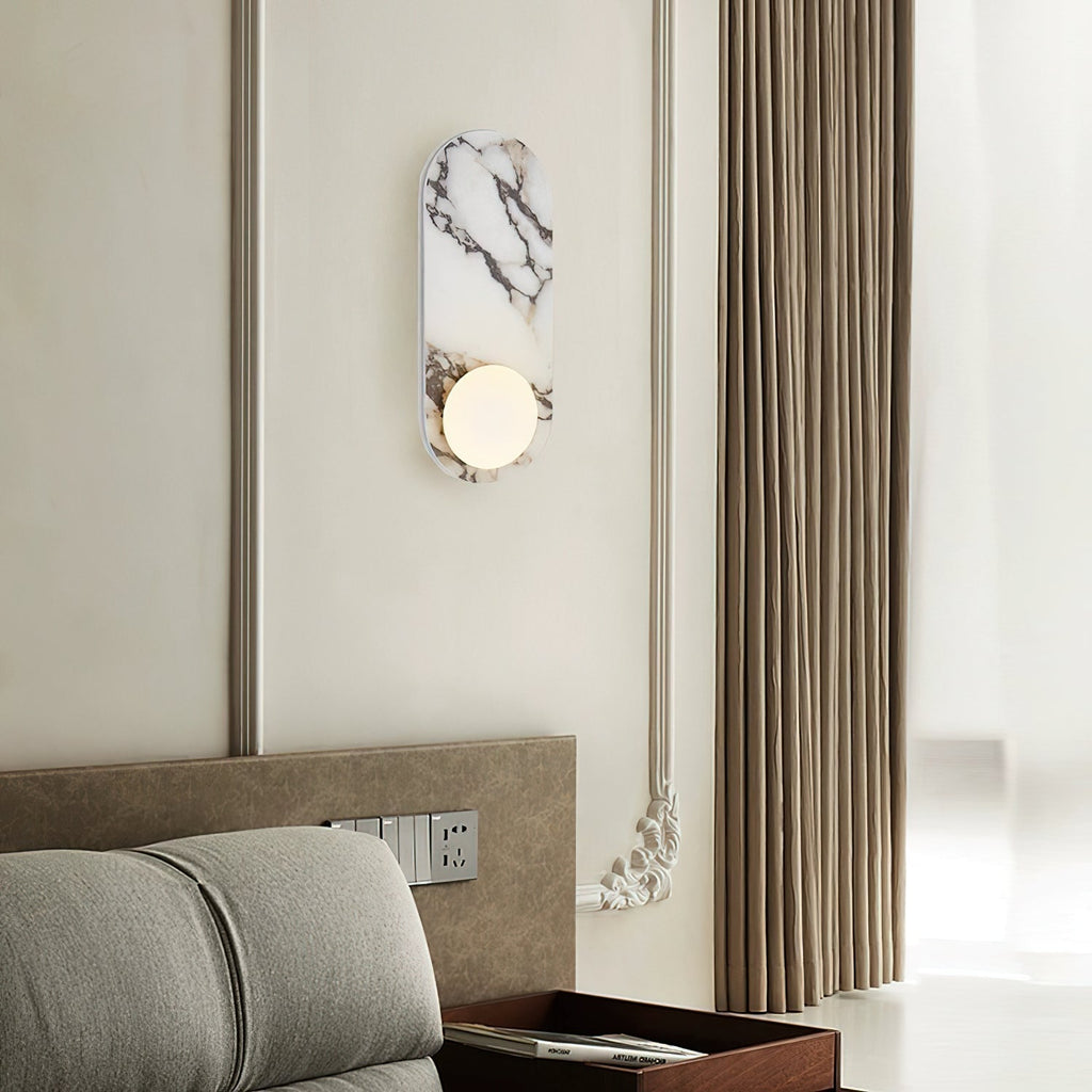 Marbellea: Marble Wall Light with Glass Balls – Modern Design Wall Lamp for Living Room & Hallway