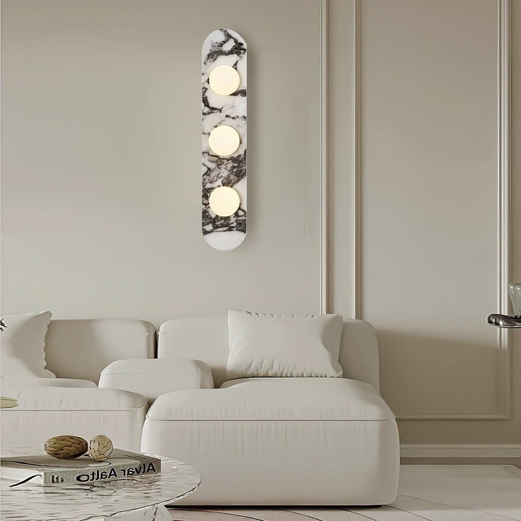 Marbellea: Marble Wall Light with Glass Balls – Modern Design Wall Lamp for Living Room & Hallway