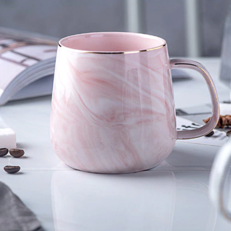 Marble Style Ceramic Mug Gold Inlay Everyday Drinkware