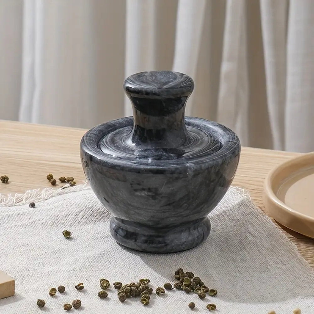 Mortar and Pestle Set, Natural Marble, Black, Manual
