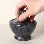 Mortar and Pestle Set, Natural Marble, Black, Manual