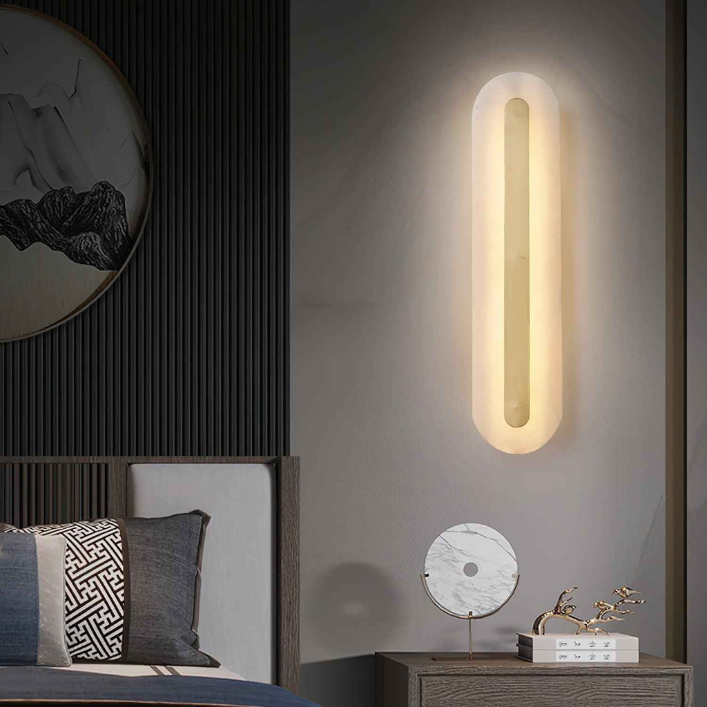 Bello Wandlamp | Wit Albast & Messing, Geïntegreerde LED